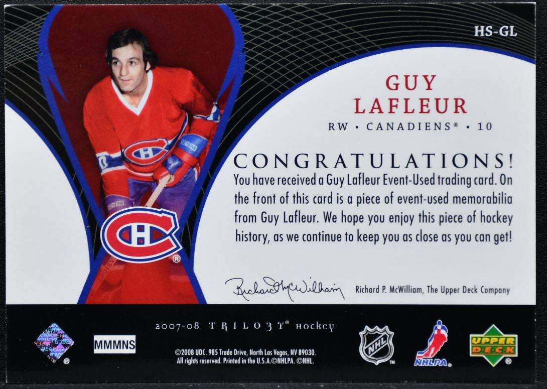 2007-08 Upper Deck Trilogy Honorary Swatches Guy Lafleur Canadiens Jersey 8662
