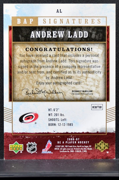 2006-07 Upper Deck Be A Player Signatures Andrew Ladd AL Hurricanes Auto 0246