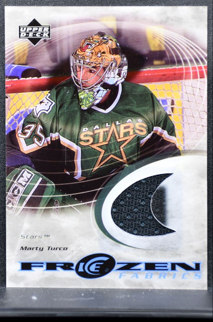 2003-04 Upper Deck Ice Frozen Fabrics Marty Turco FF-MT Dallas Stars Jersey 8259