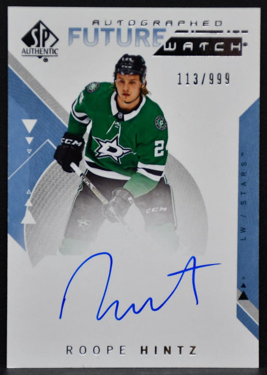 18-19 SP Authentic Future Watch Auto Roope Hintz 207 Dallas Stars RC Auto /999 5945