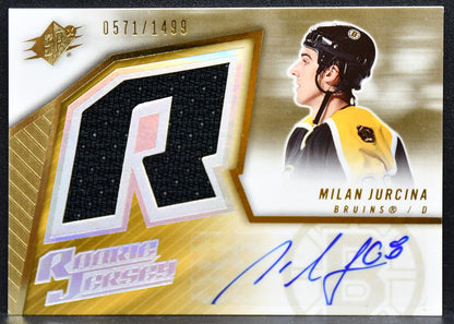 2005-06 SPx RC Jersey Milan Jurcina 186 Bruins RC Auto 0571/1499 Jersey 6610