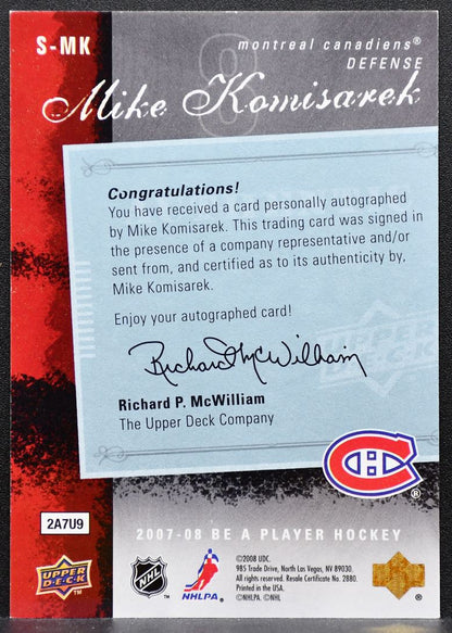 2007-08 Upper Deck Be a Player Signatures Mike Komisarek Canadiens Auto 8971