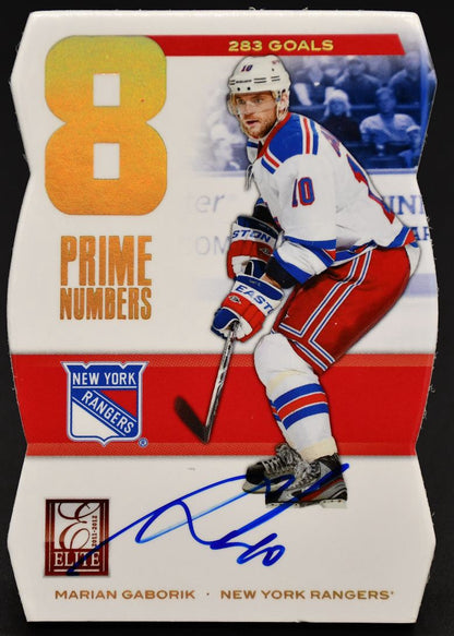 2012-13 Panini Elite Prime Numbers Marian Gaborik 25 Auto 234/283