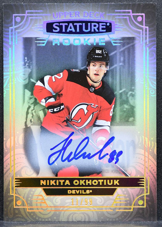 2022-23 UD Stature Rookie Autographs Nikita Okhotiuk Devils RC Auto 11/99 8995