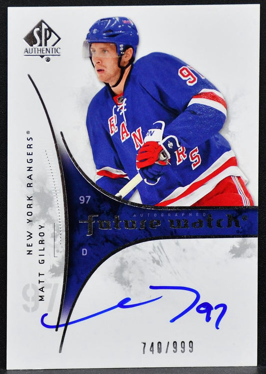 2009-10 SP Authentic Future Watch Auto Matt Gilroy 210 Rangers RC Auto 740/999