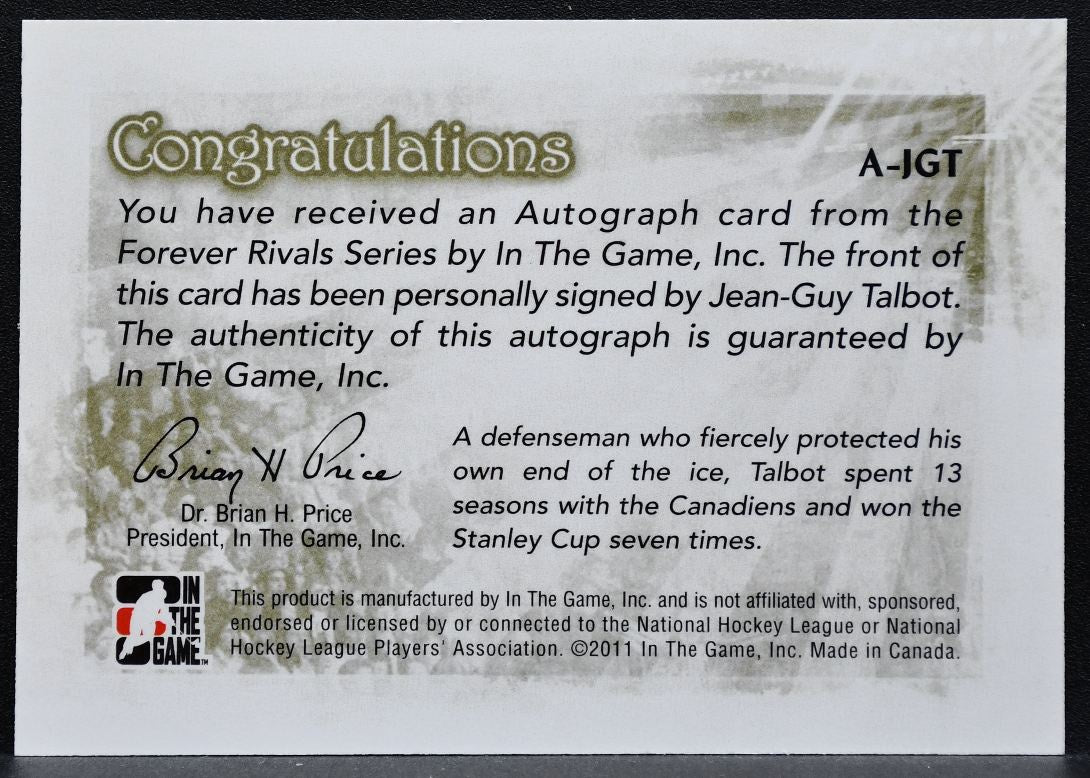 2011-12 In the Game Forever Rivals Series Jean-Guy Talbot A-JGT Auto 9297