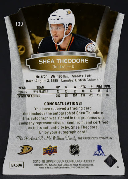 2015-16 UD Contours Contours Rookies Shea Theodore 130 RC Auto 358 /499