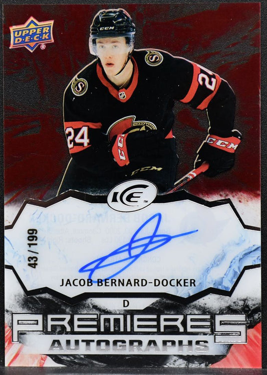 2021-22 UD Ice Premieres Autographs Red Jacob Bernard-Docker IPA-JB RC Auto /199