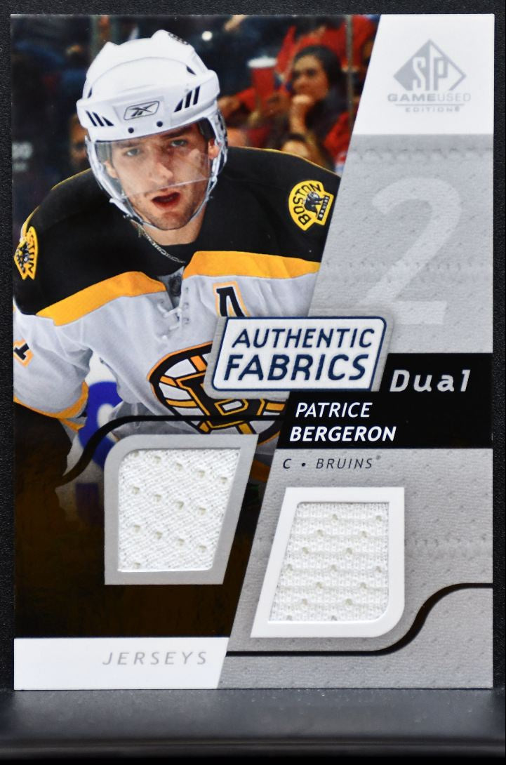 2008-09 SP Game Used Authentic Fabrics Dual Patrice Bergeron Bruins Jersey 7153