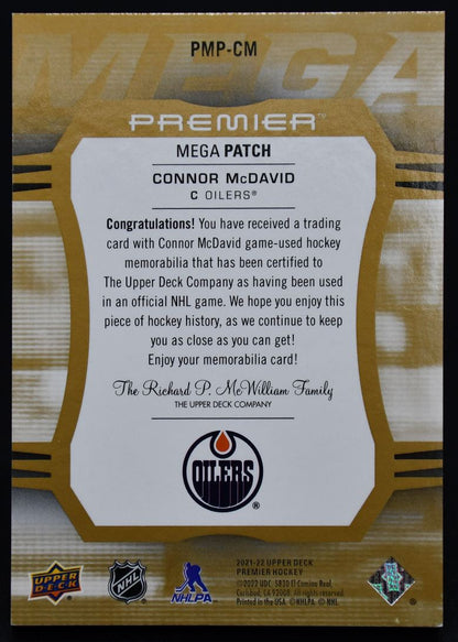 2022-23 UD Premier Sleeve Numbers Mega Patch Connor McDavid PMP-CM 1/7 Patch