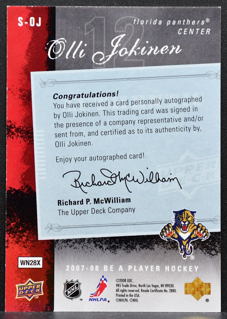 2007-08 Upper Deck Be a Player Signatures Olli Jokinen Phoenix Coyotes Auto 2374