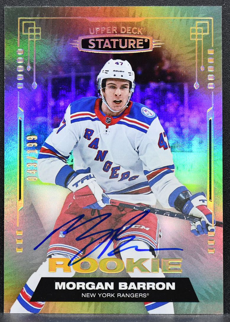 2021-22 UD Stature Rookie Auto Morgan Barron 158 Rangers RC Auto /199 7047