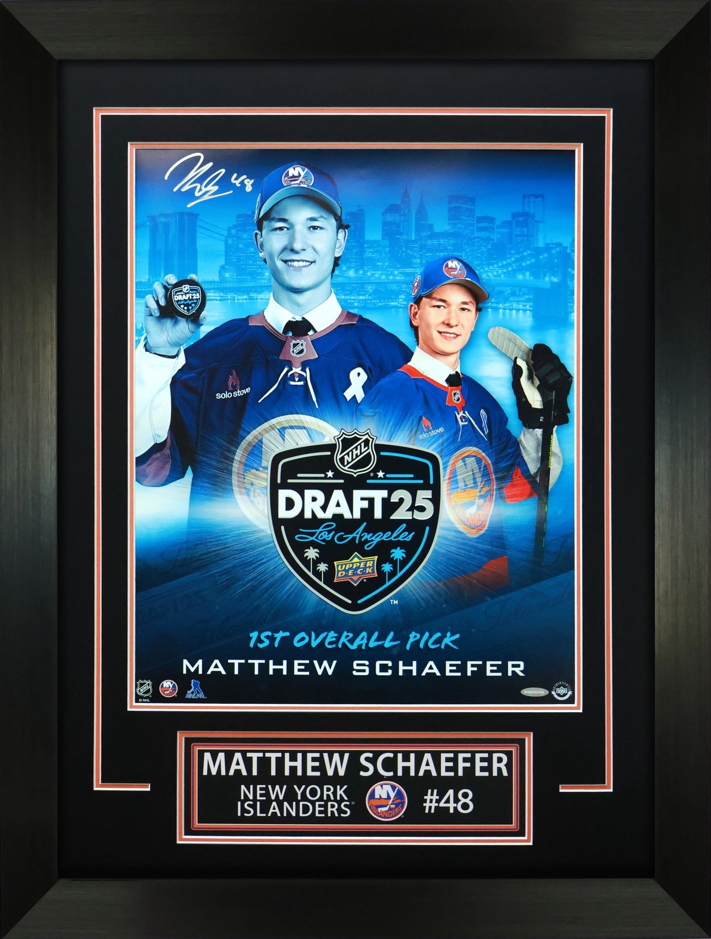 Matthew Schaefer Signed Framed 16x20 Photo New York Islanders 2025 NHL Draft Day