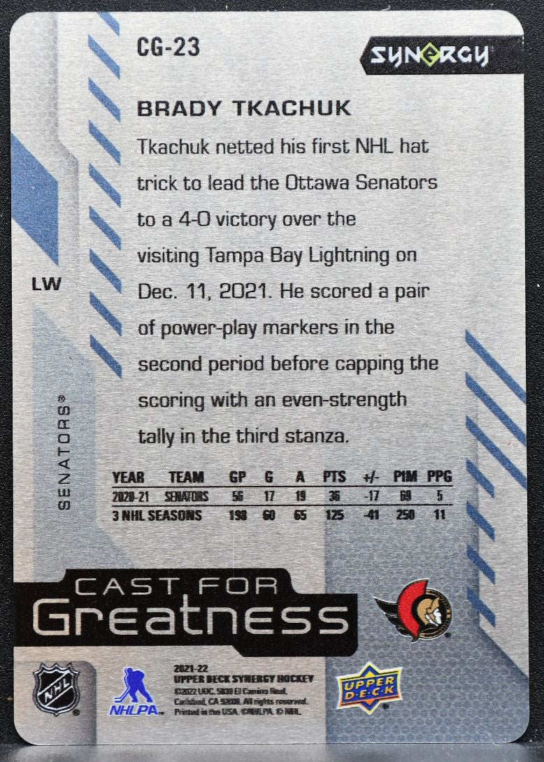 2021-22 Upper Deck Synergy Cast for Greatness Brady Tkachuk CG-23 Senators 5784