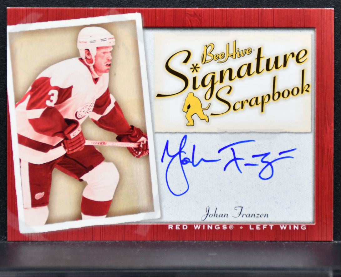 2005-06 UD Beehive Signature Scrapbook Johan Franzen SS-JF Red Wings Auto 0857