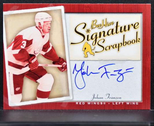 2005-06 UD Beehive Signature Scrapbook Johan Franzen SS-JF Red Wings Auto 0857