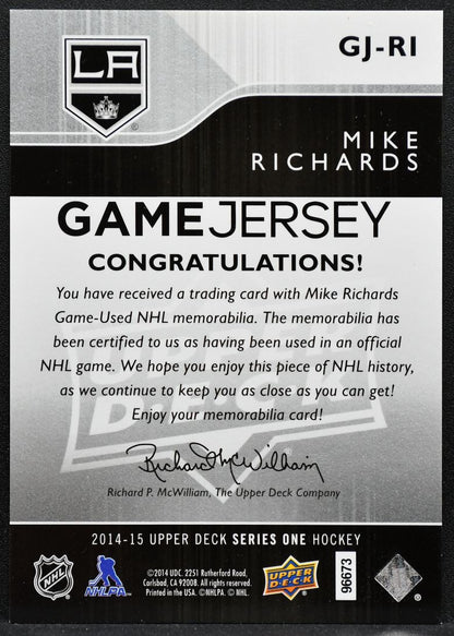 2014-15 Upper Deck Series 1 Game Jersey Mike Richards GJ-RI Kings 4220