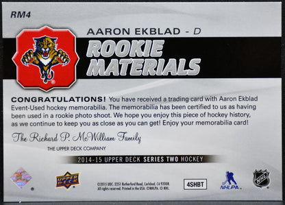 2014-15 UD Series 2 Rookie Materials Aaron Ekblad Panthers RC Jersey 3185