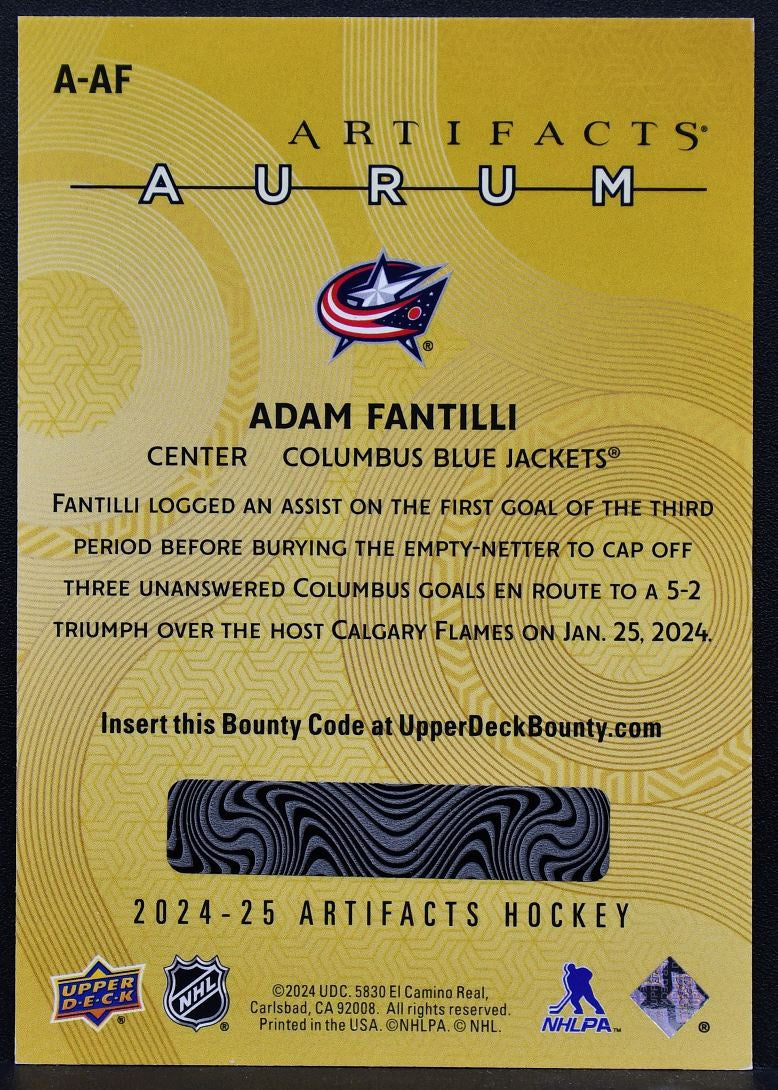 2024-25 Upper Deck Artifacts Aurum Adam Fantilli A-AF Columbus Blue Jackets 1657