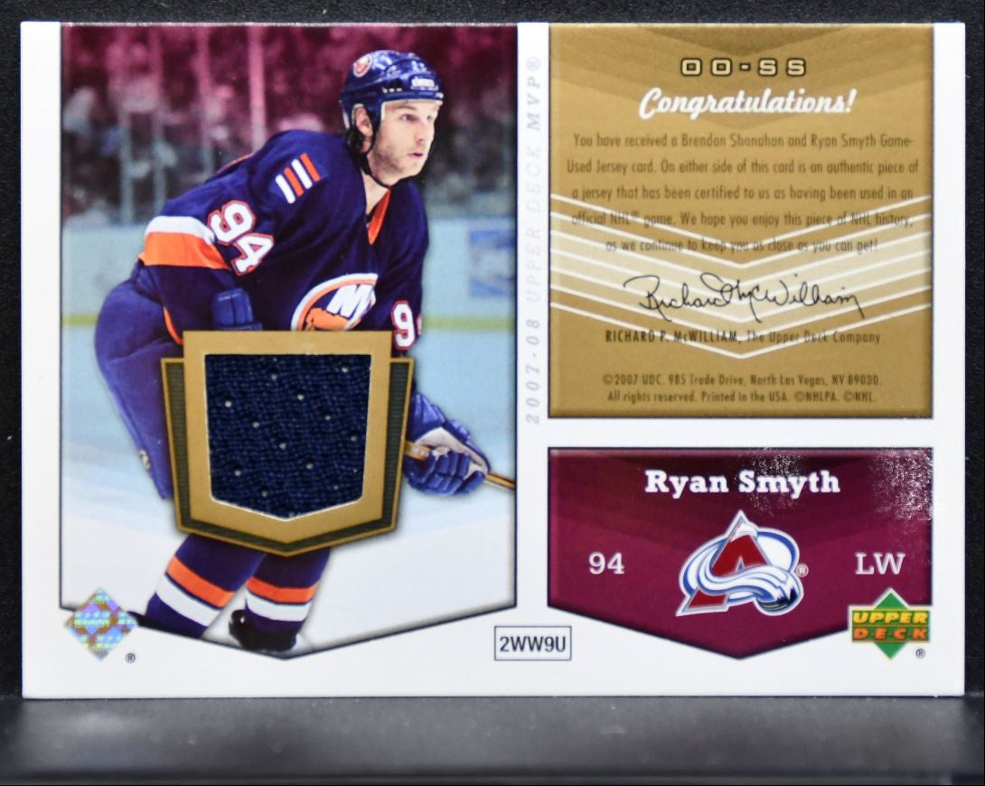 2007-08 UD MVP One on One Dual Memorabilia Shanahan/Smyth Jersey 2486