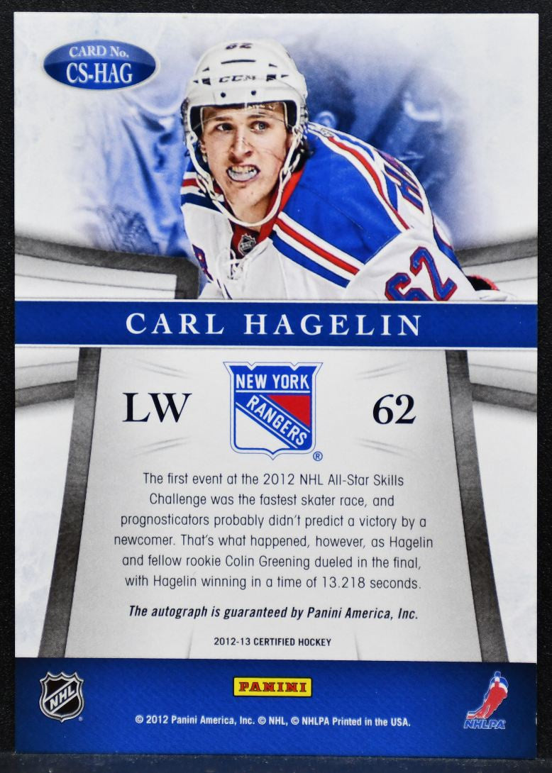 2012-13 Panini Certified Signatures Carl Hagelin New York Rangers Auto 6129