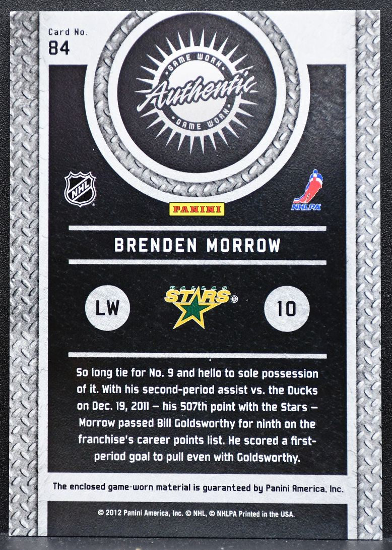 2011-12 Panini Titanium Game Worn Gear Prime Brenden Morrow Stars Patch 9976
