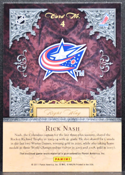 2011-12 Panini Crown Royale Lords of the NHL Rick Nash 4 Jackets Jersey 5641