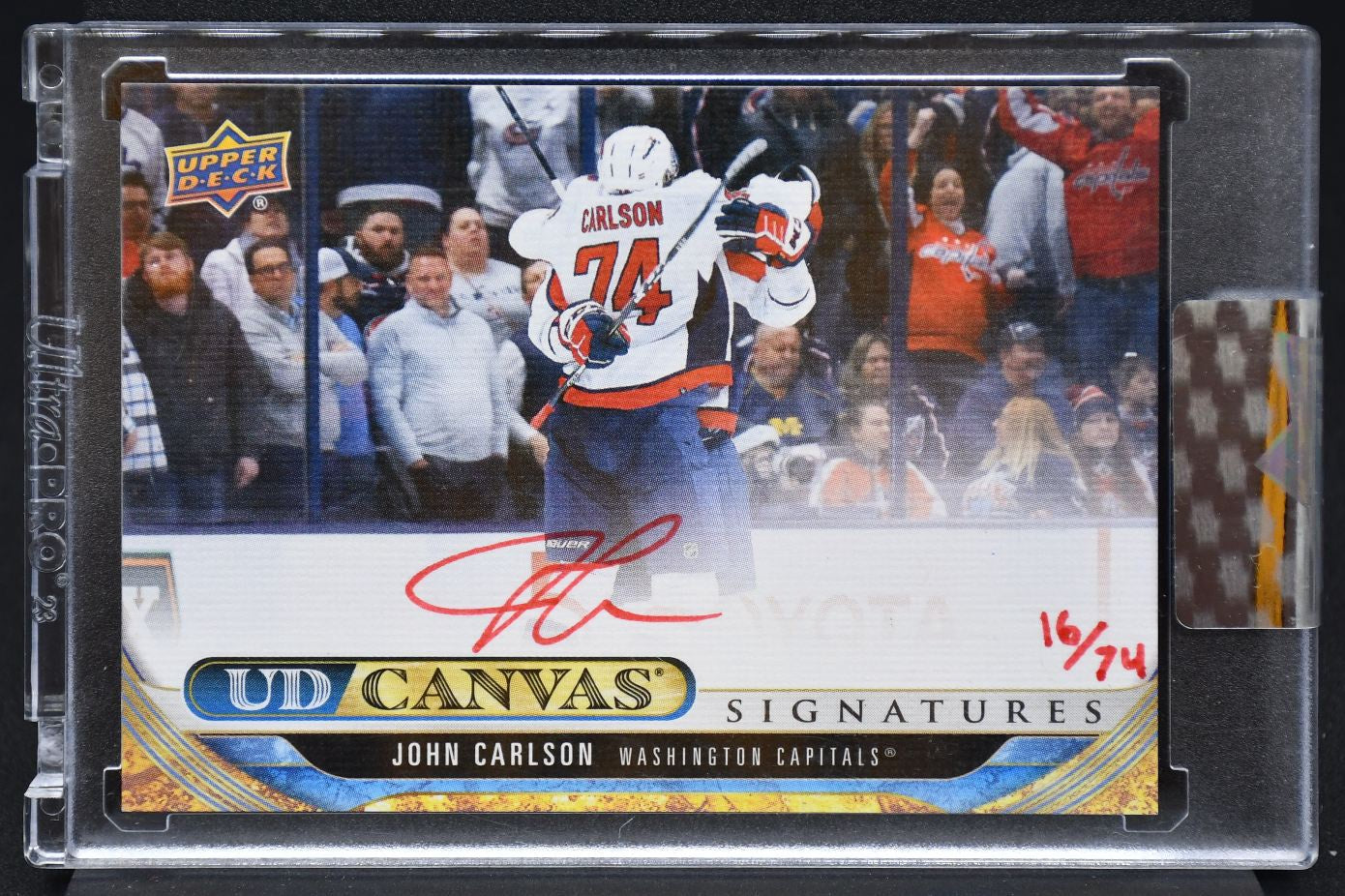 2024-25 UD Clear Cut UD Canvas Auto John Carlson CS-JC Capitals Auto 16/74 5286