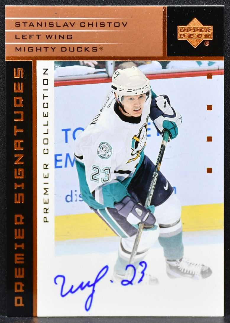 2002-03 UD Premier Collection Bronze Chistov S-SC Anaheim Mighty Ducks Auto 5743