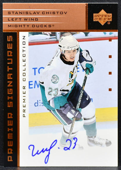 2002-03 UD Premier Collection Bronze Chistov S-SC Anaheim Mighty Ducks Auto 5743