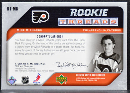 2005-06 Upper Deck Rookie Threads Mike Richards RT-MR Flyers RC Jersey 5214