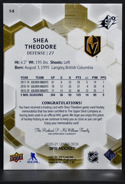 2020-21 SPx Jersey Shea Theodore 54 Jersey 2548