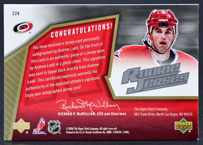 2005-06 SPx Rookie Jersey Andrew Ladd 224 RC Auto 1906/1999 Jersey