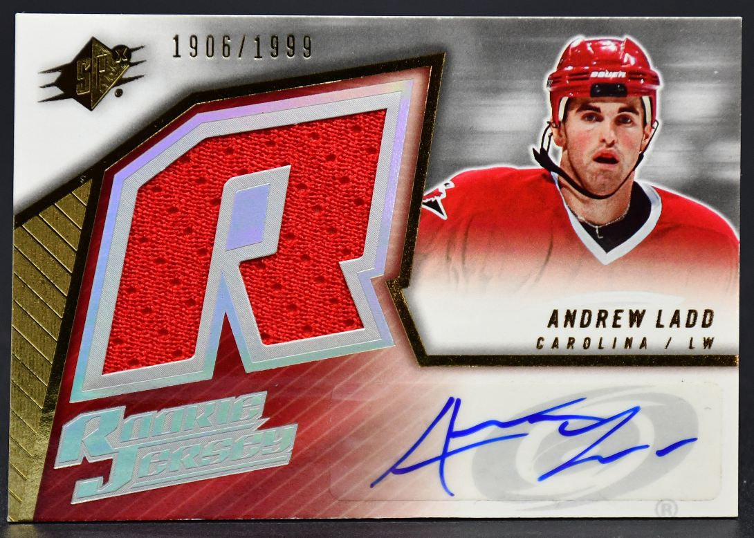 2005-06 SPx Rookie Jersey Andrew Ladd 224 RC Auto 1906/1999 Jersey