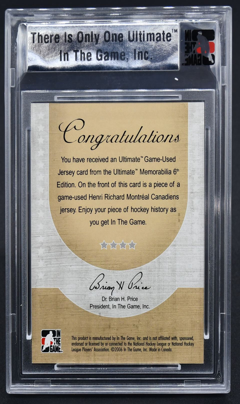 2005-06 ITG 6th Ultimate Game-Used Jersey Henri Richard 17/25 Jersey