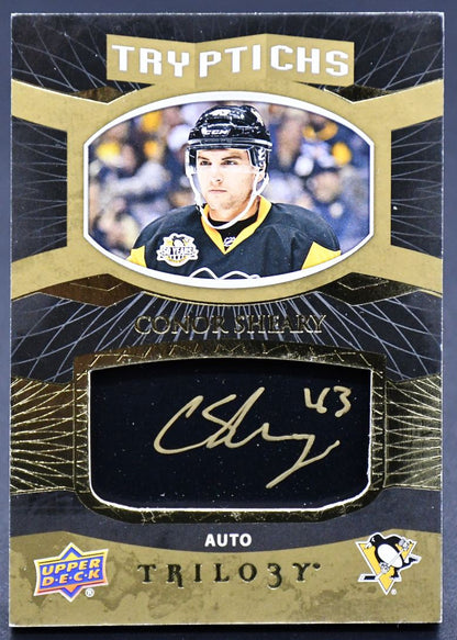 2017-18 UD Trilogy Tryptichs Auto Conor Sheary T-PEN3 Auto 033/199