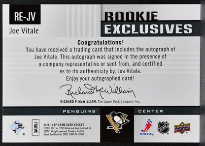 2011-12 SP Game Used Rookie Exclusives Autos Joe Vitale Penguins RC Auto 1467