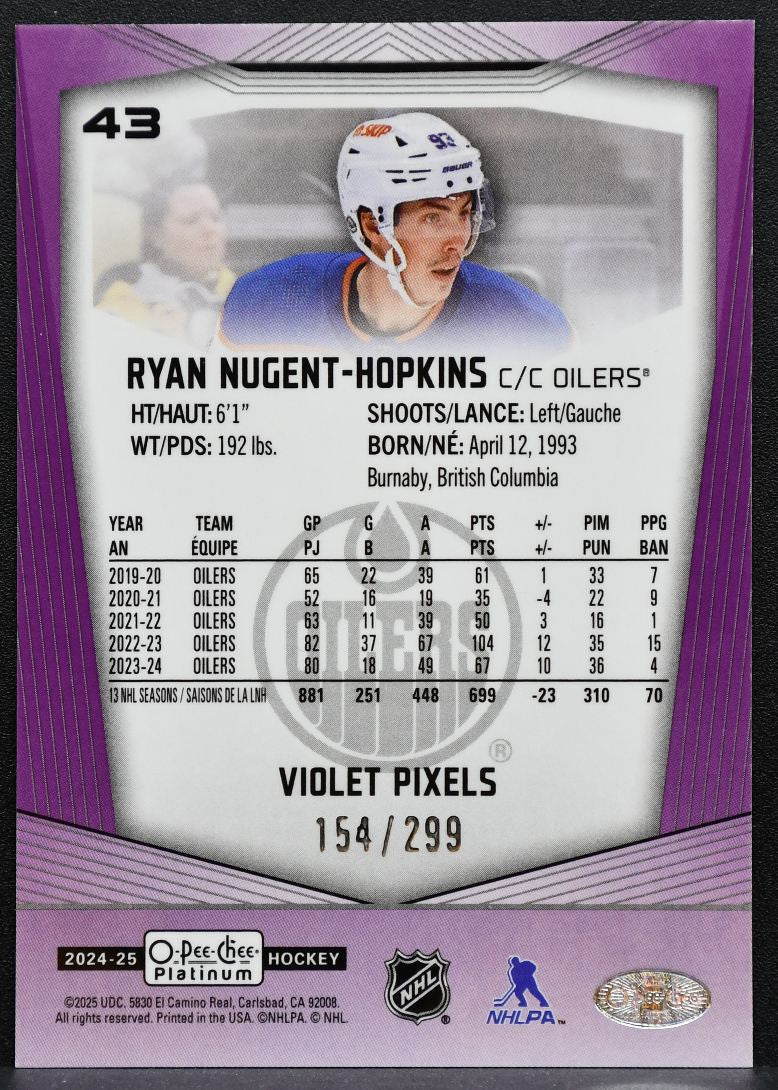 2024-25 O-Pee-Chee Platinum Violet Pixels Ryan Nugent-Hopkins Oilers 1518