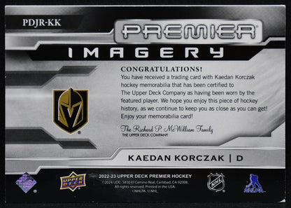 2022-23 UD Premier Imagery  Korczak Golden Knights RC 008/300 Jersey 5279