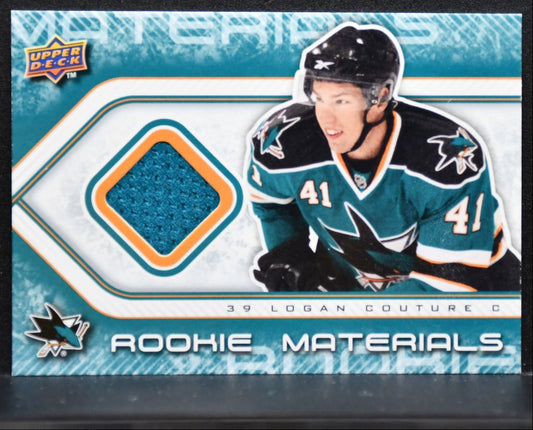 2009-10 UD Series 2 Rookie Materials Logan Couture RM-LO Sharks RC Jersey 3261