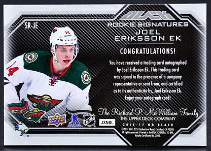 2016-17 UD Black Rookie Signature Joel Eriksson Ek SR-JE RC Auto 234/249