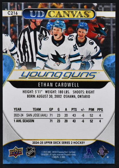 2024-25 UD Series 2 Ethan Cardwell C216 San Jose Sharks RC