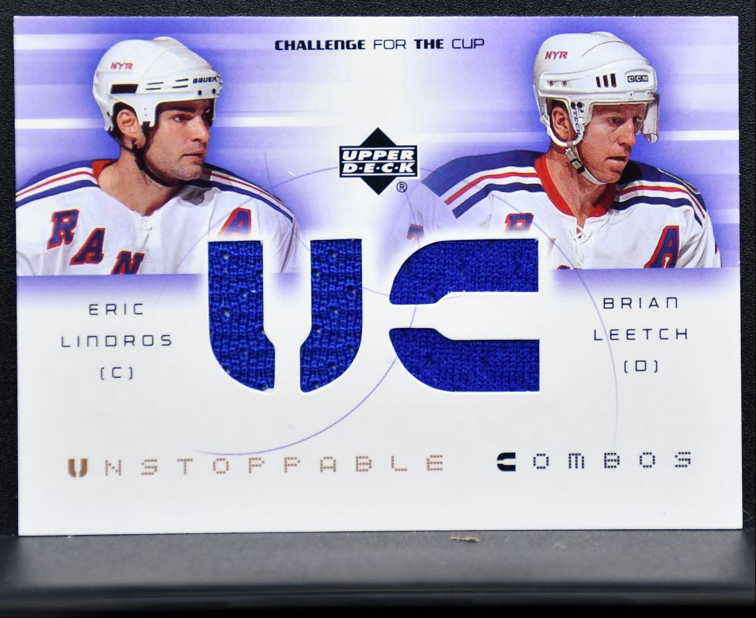 2001-02 UD Challenge for the Cup Unstoppable Combos Lindros/Leetch Jersey 1800