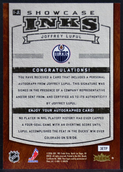 2006-07 Flair Showcase INKS Joffrey Lupul I-JL Edmonton Oilers Auto 4921