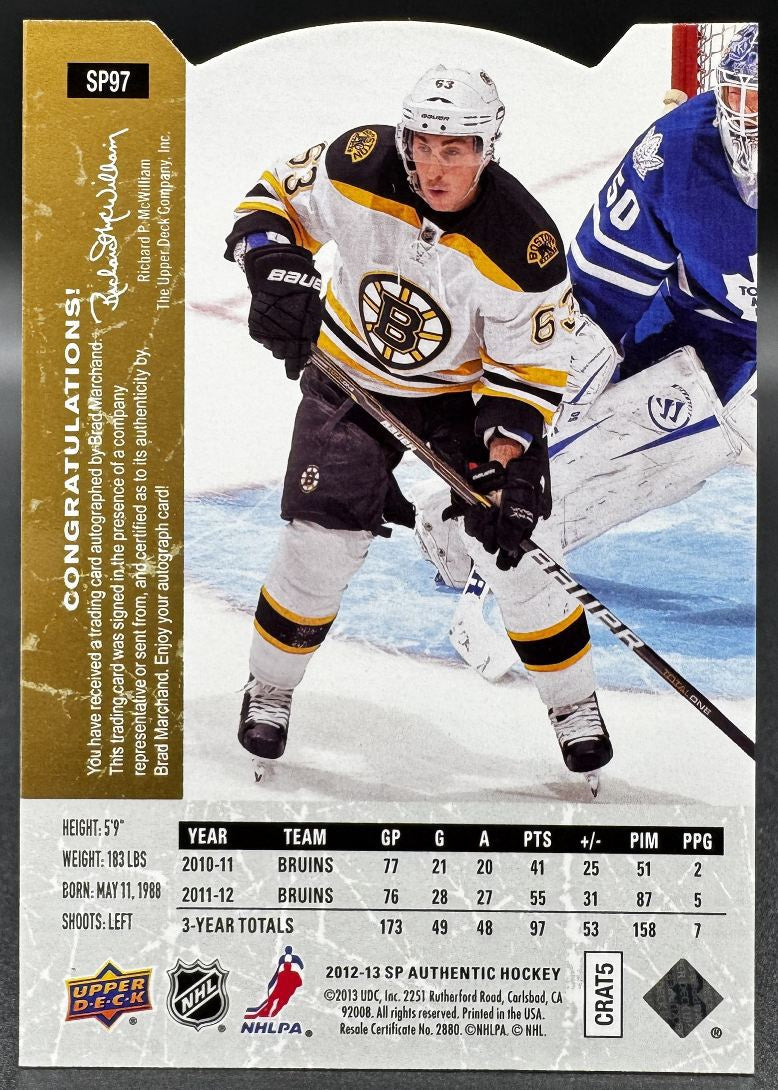 2013-14 UD-SPx Brad Marchand SP97 Boston Bruins Auto