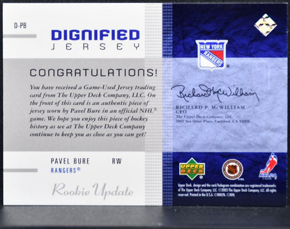 2002-03 UD Rookie Update Dignified Jerseys Pavel Bure D-PB /299 Jersey 2226