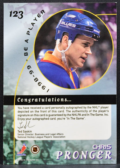 1998-99 Be a Player Autographs Chris Pronger 123 St. Louis Blues Auto 7057