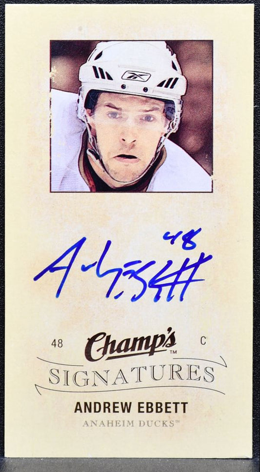 2009-10 UD Champ's Mini Signatures Andrew Ebbett CS-AE Anaheim Ducks Auto 1967