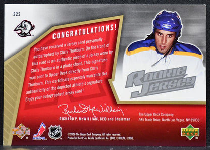 2005-06 SPx Rookie Jersey Auto Chris Thorburn RC Auto 1212/1999 Jersey 1032