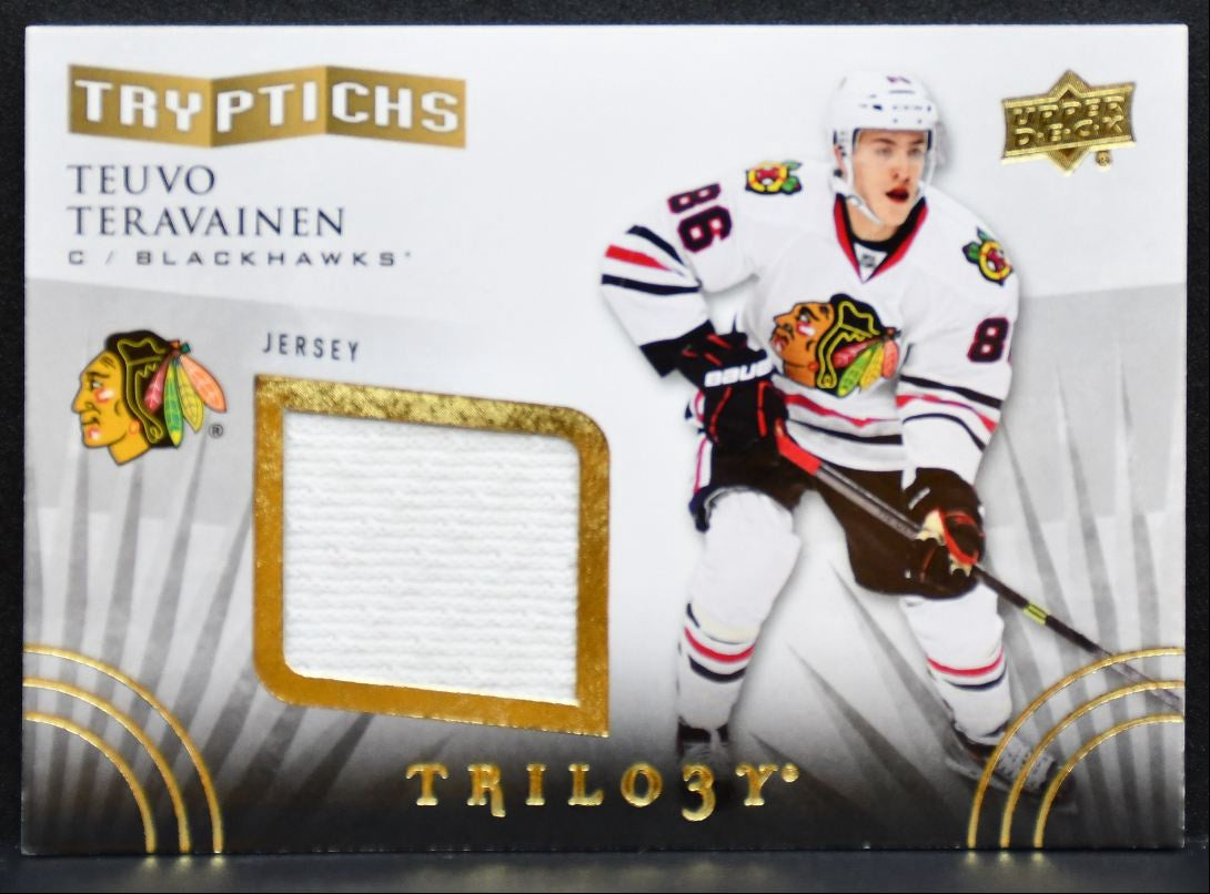 2014-15 UD Trilogy Tryptichs Teuvo Teravainen Blackhawks RC 219/600 Jersey 5166